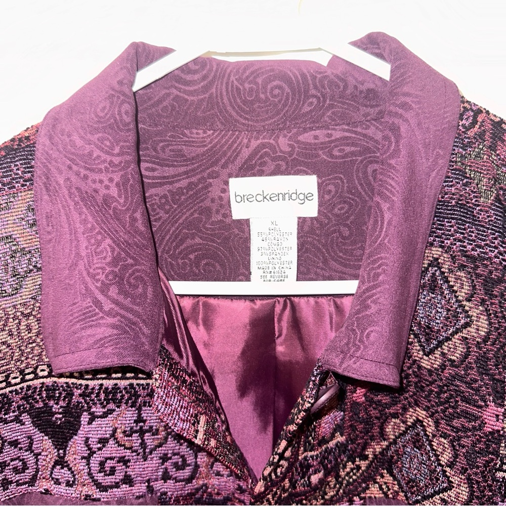 Breckenridge Purple Patchwork Button-Front Jacket… - image 3